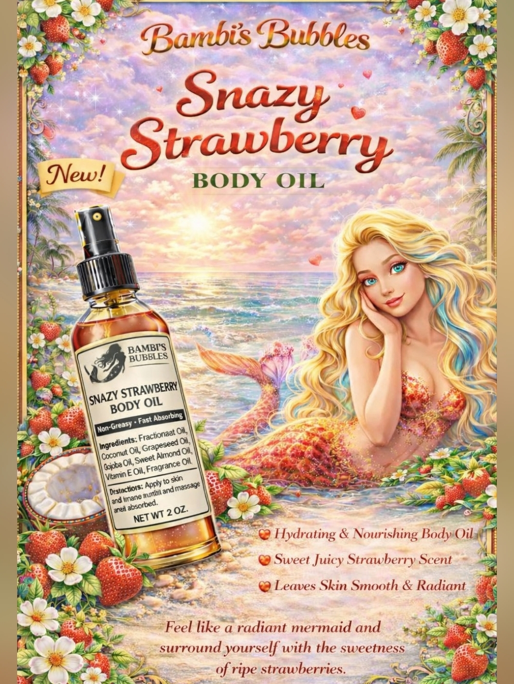 New! Bambis Bubbles Body Oil 2oz Assorted Scents - Picture 4 of 12